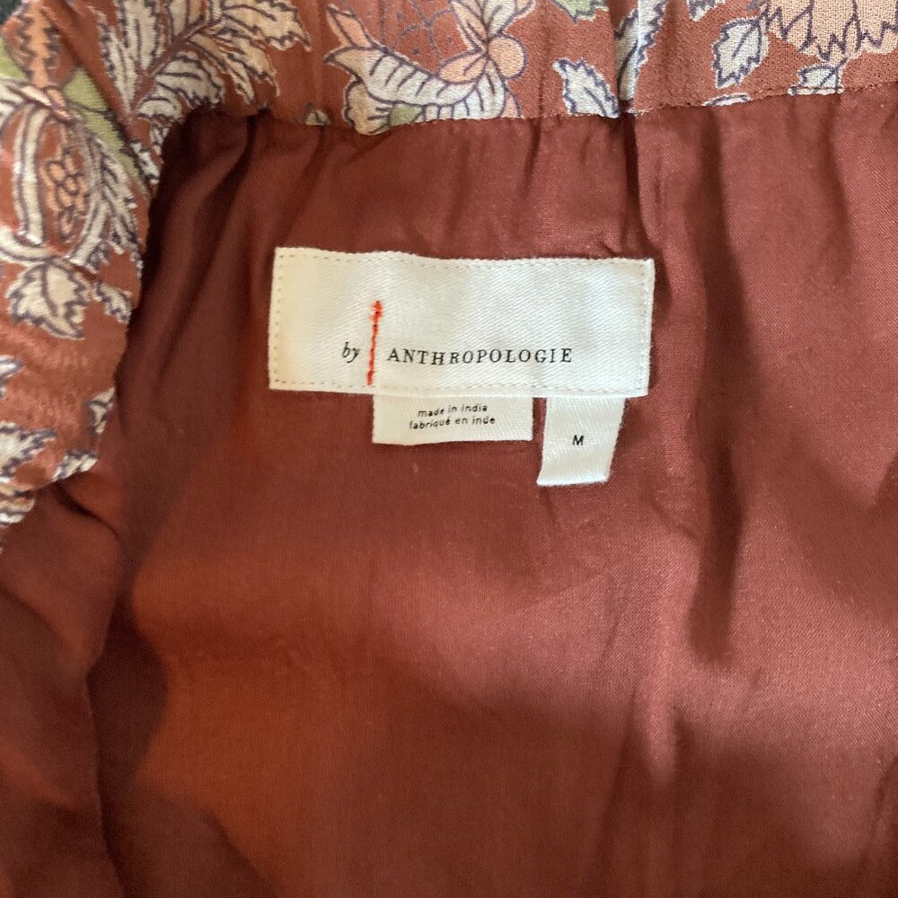 Anthropologie Luca Mini Faux Wrap Skirt w/ Tie Brown Floral Print Size M - Picture 6 of 15